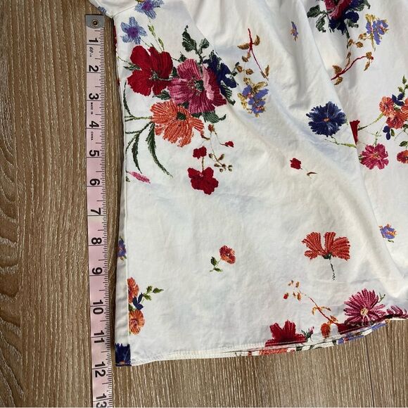 Zara White Floral Off-Shoulder Top Size Small - Picture 11 of 12